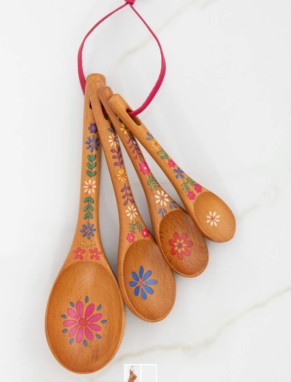 Folk Flower Wooden Measuring Spoons - Thumbnail 3