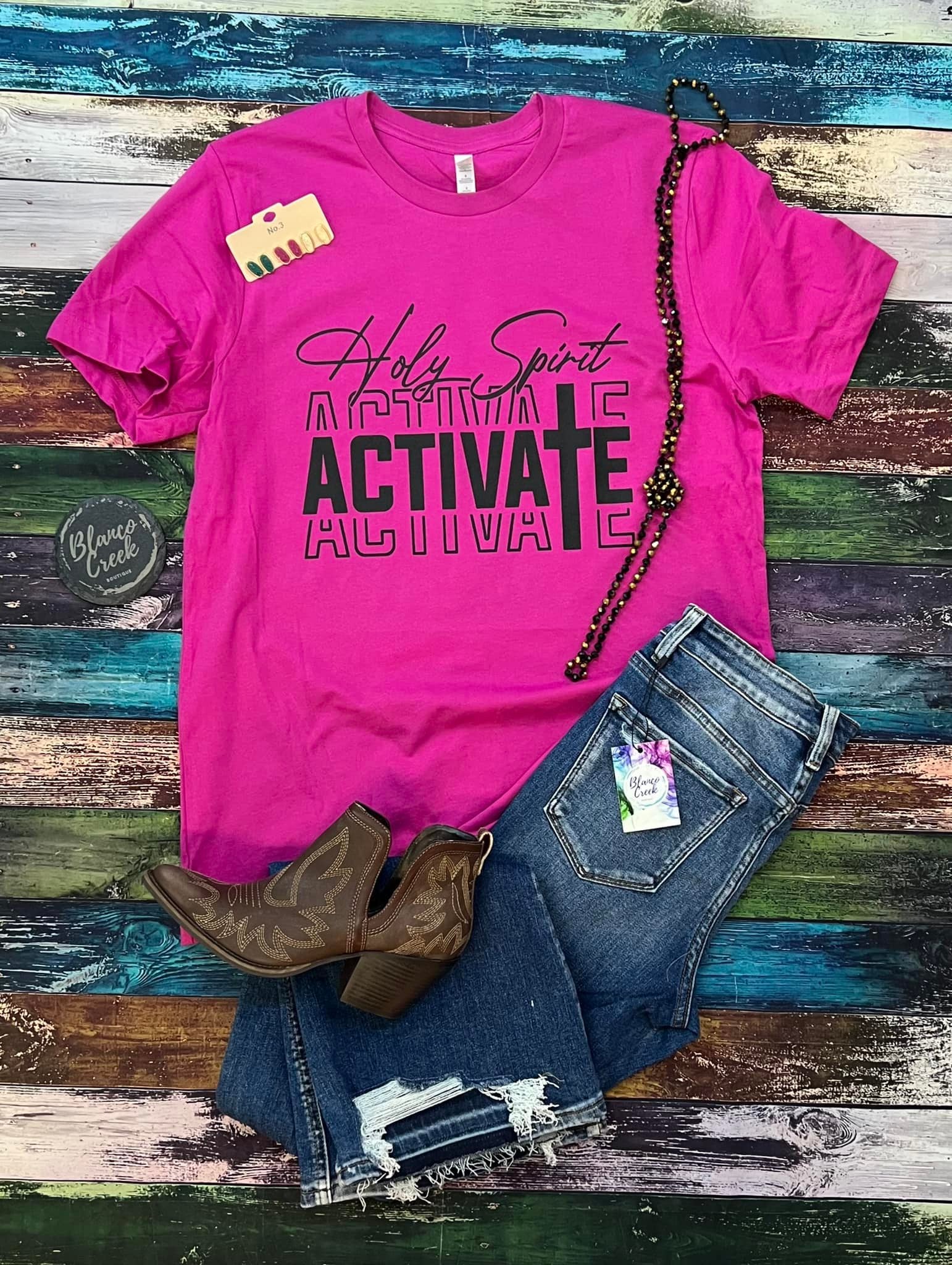 Holy Spirit Activate Tee Blanco Creek Boutique