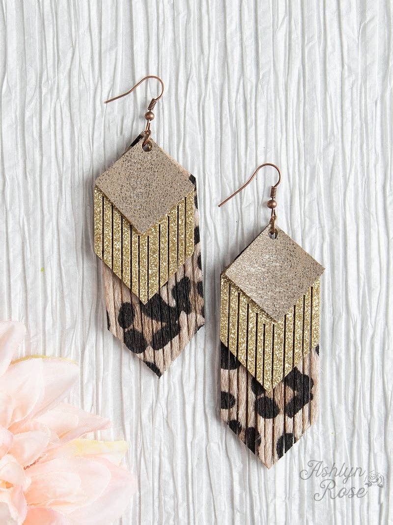 Leopard Fringe Earrings Blanco Creek Boutique The Jackalope Coffee Haus